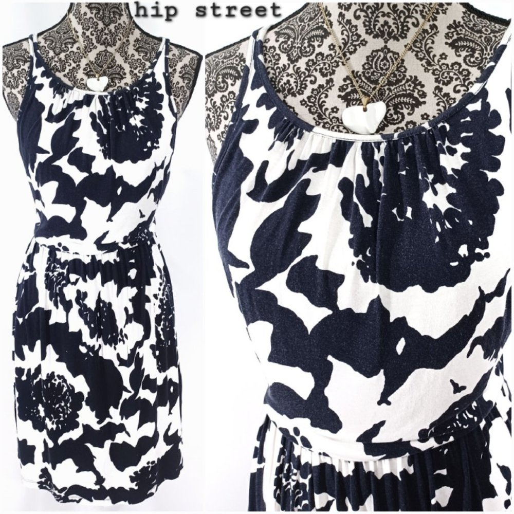 LOFT Sleeveless Scoop Neck Blouson Top Stretch Jersey Bold Floral Dress M